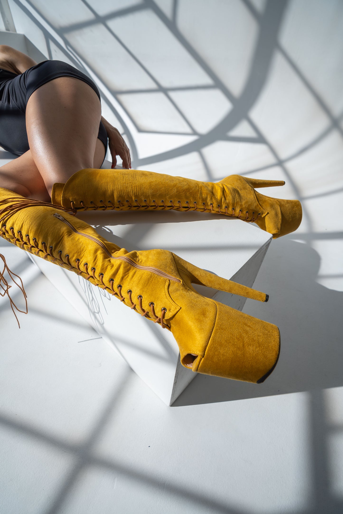 Knee High Sunflower Vegan Suede Boots