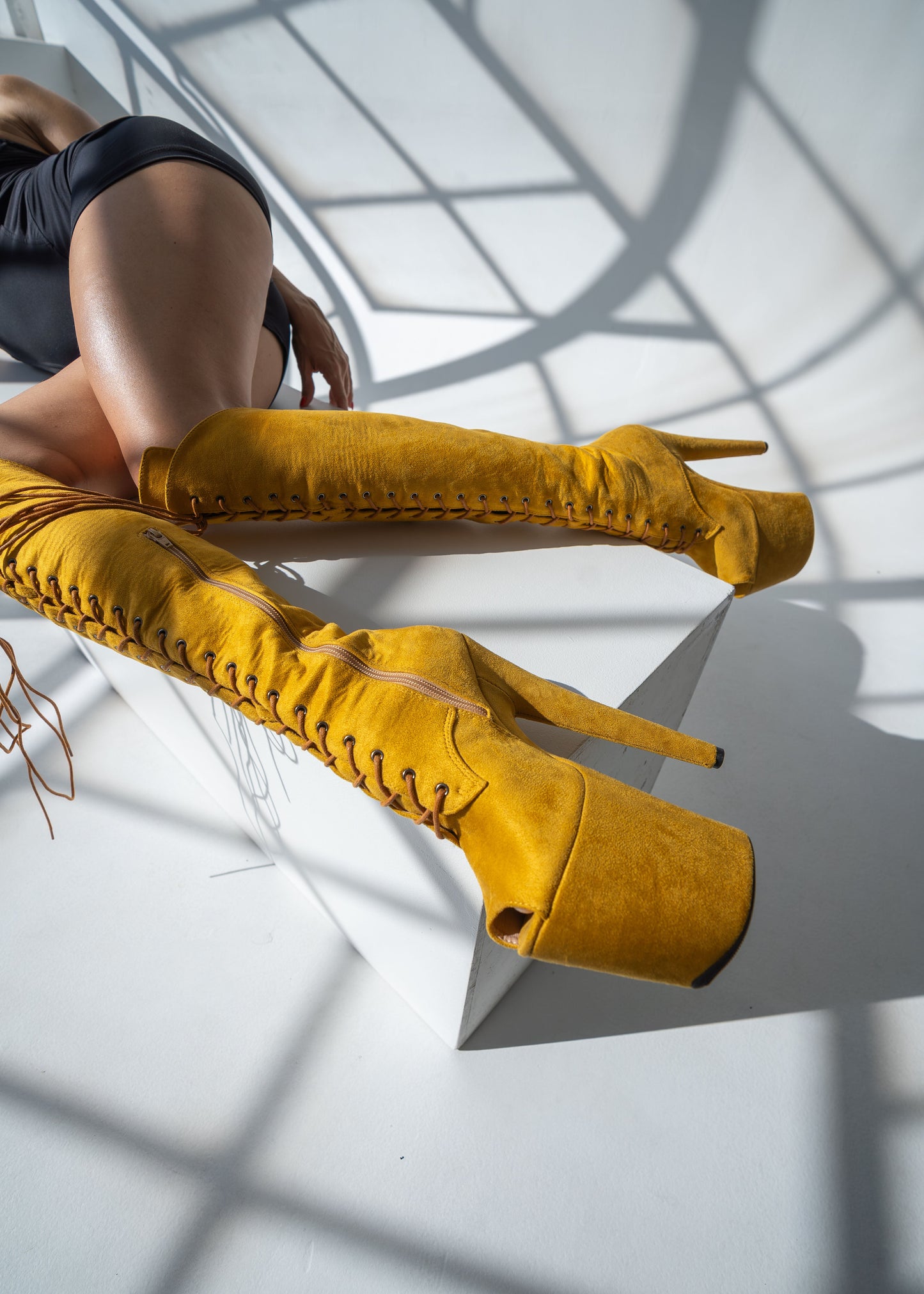 Knee High Sunflower Vegan Suede Boots