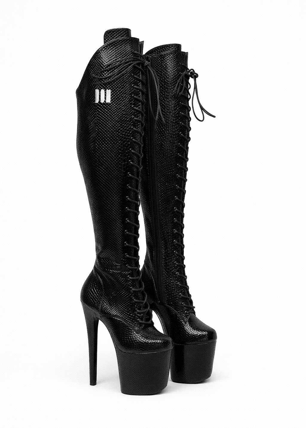 Knee High Black Snake Boots