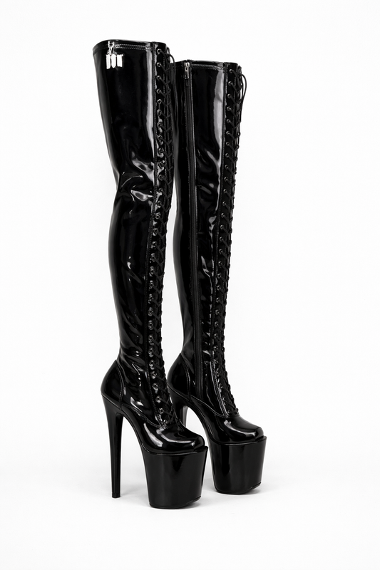 Thigh High Shiny Black Boots
