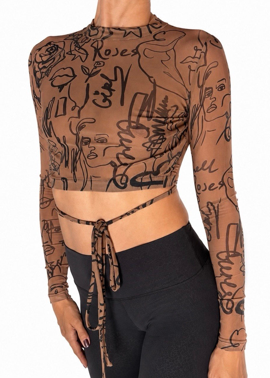 Tattoo Mesh Open Back Top
