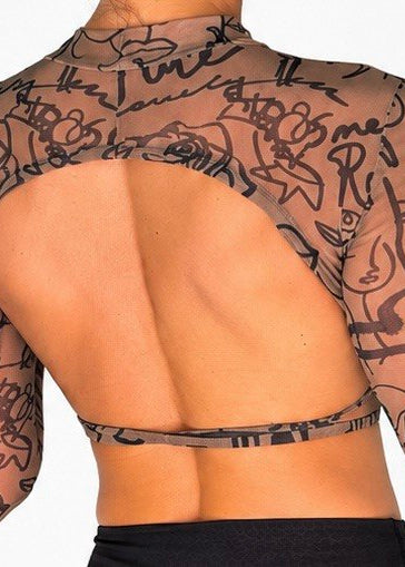 Tattoo Mesh Open Back Top